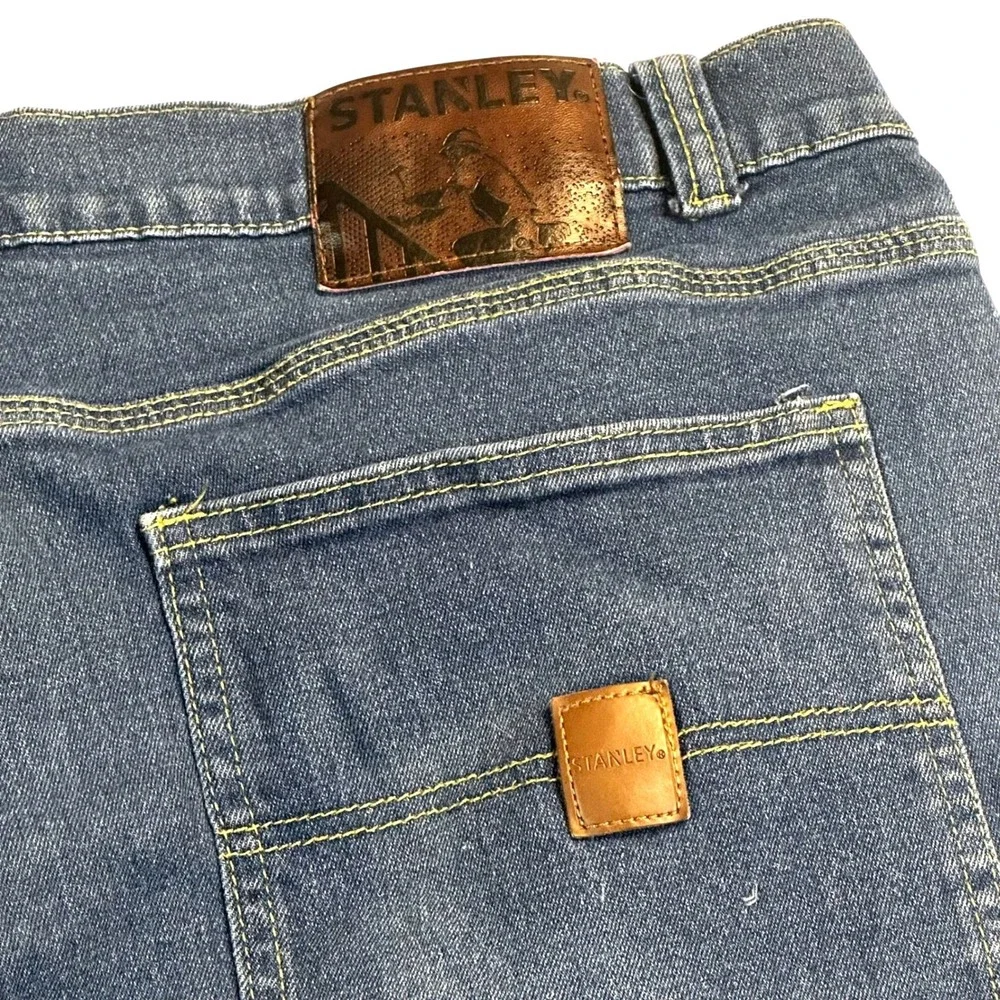 STANLEY Men's Blue Denim Carpenter Work Jeans Size 38x30 Loose Baggy Straight - Picture 4 of 6